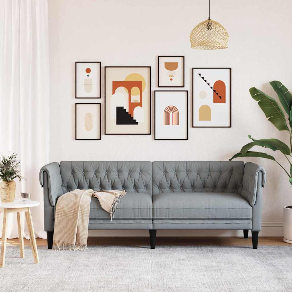 vidaXL Sofa Light Grey 201.5 x 74.5 x 74.5 cm Polyester 3