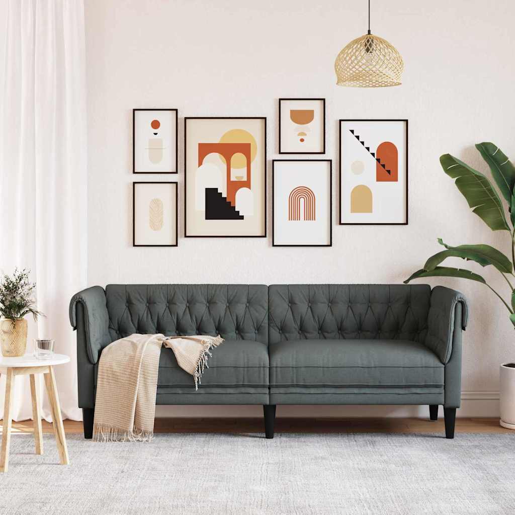 Sofa 78.5 x 74.5 x 74.5 cm Polyester Dark grey 3-seater