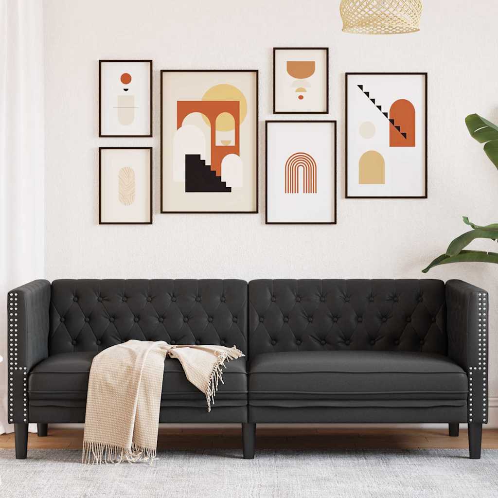 vidaXL Sofa Black 194 x 74.5 x 70.5 cm PVC 1