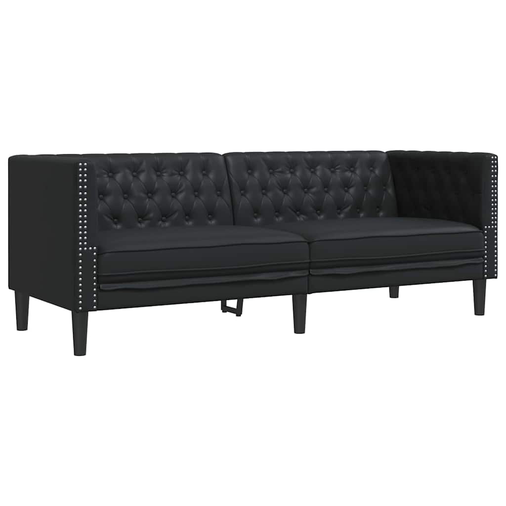 vidaXL Sofa Black 194 x 74.5 x 70.5 cm PVC 2