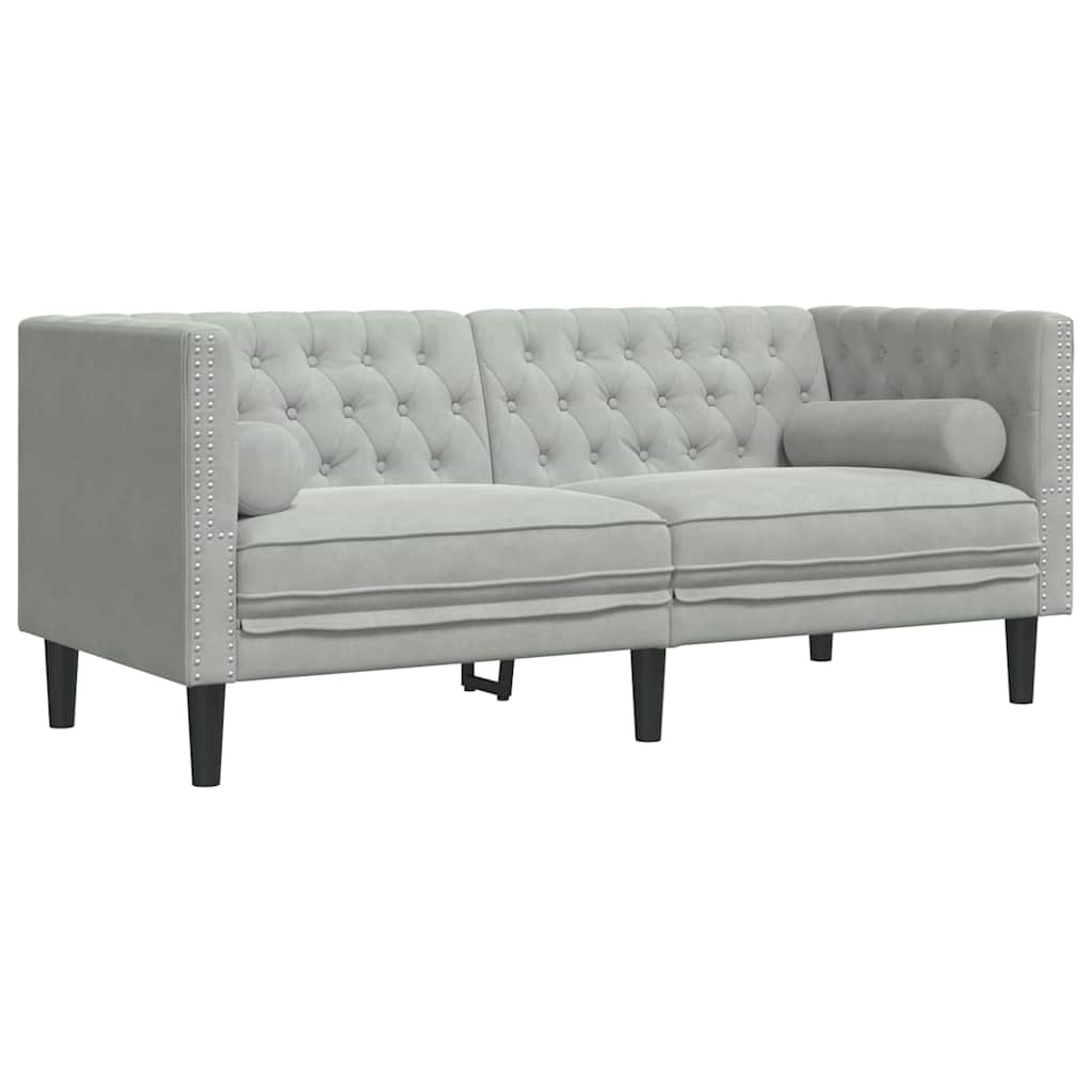Sofa 174 x 74.5 x 70.5 cm Velvet Light grey 2-seater