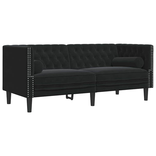 Sofa 174 x 74.5 x 70.5 cm Velvet Black 2-seater