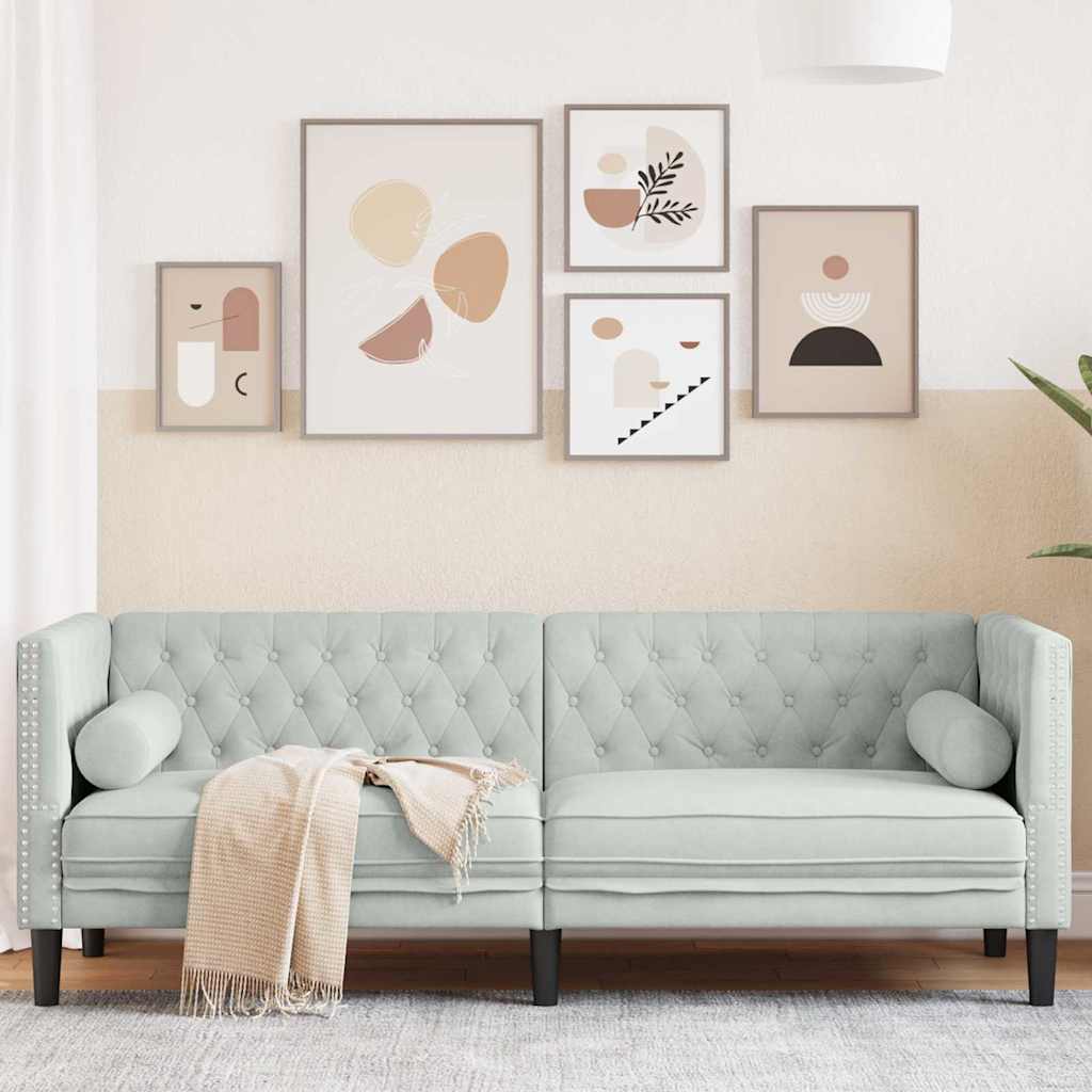 Sofa 174 x 74.5 x 70.5 cm Velvet Light grey 3-seater