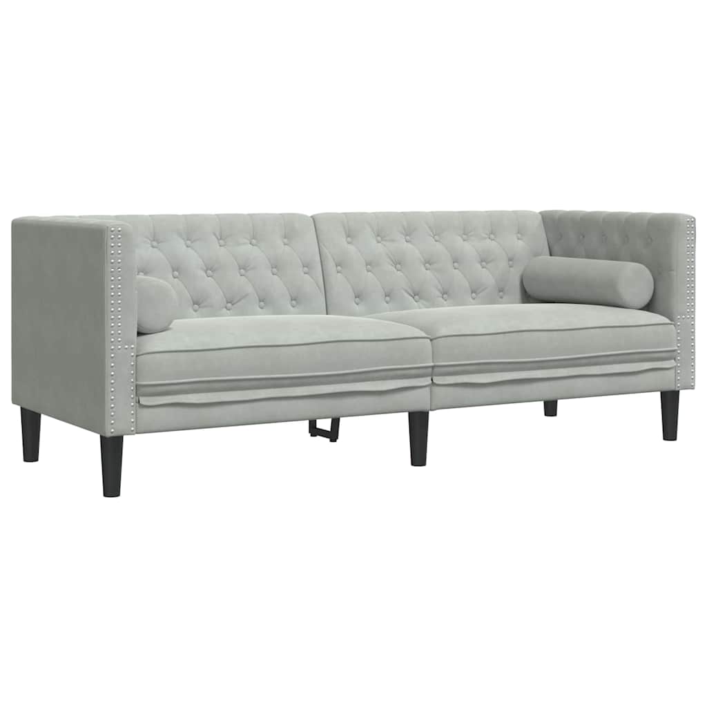 Sofa 174 x 74.5 x 70.5 cm Velvet Light grey 3-seater