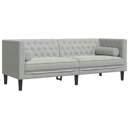 Sofa 174 x 74.5 x 70.5 cm Velvet Light grey 3-seater