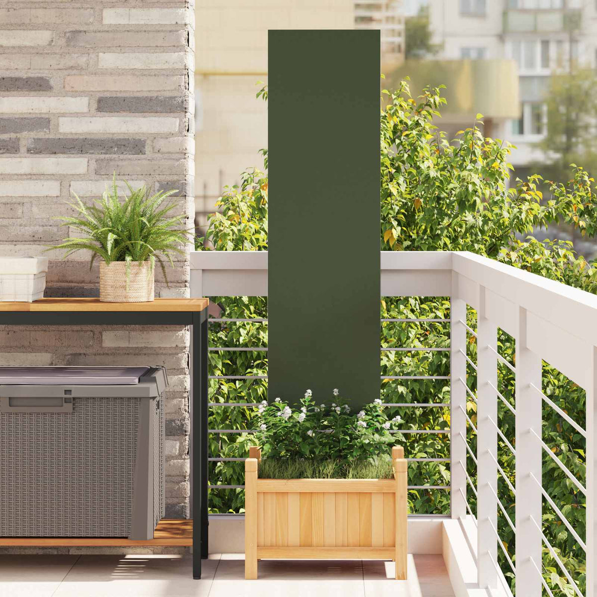 Garden Privacy Screen Cold-rolled steel 32 x 140 cm Olive Green Plain