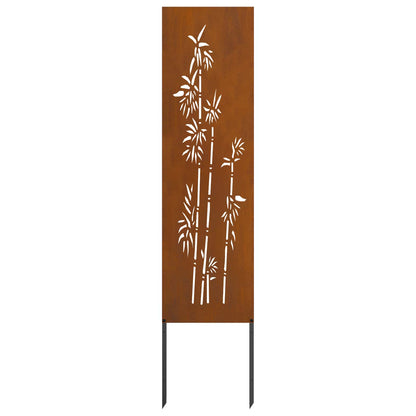 Garden Privacy Screen Rusty 32 x 140 cm Weathering Steel Bamboo