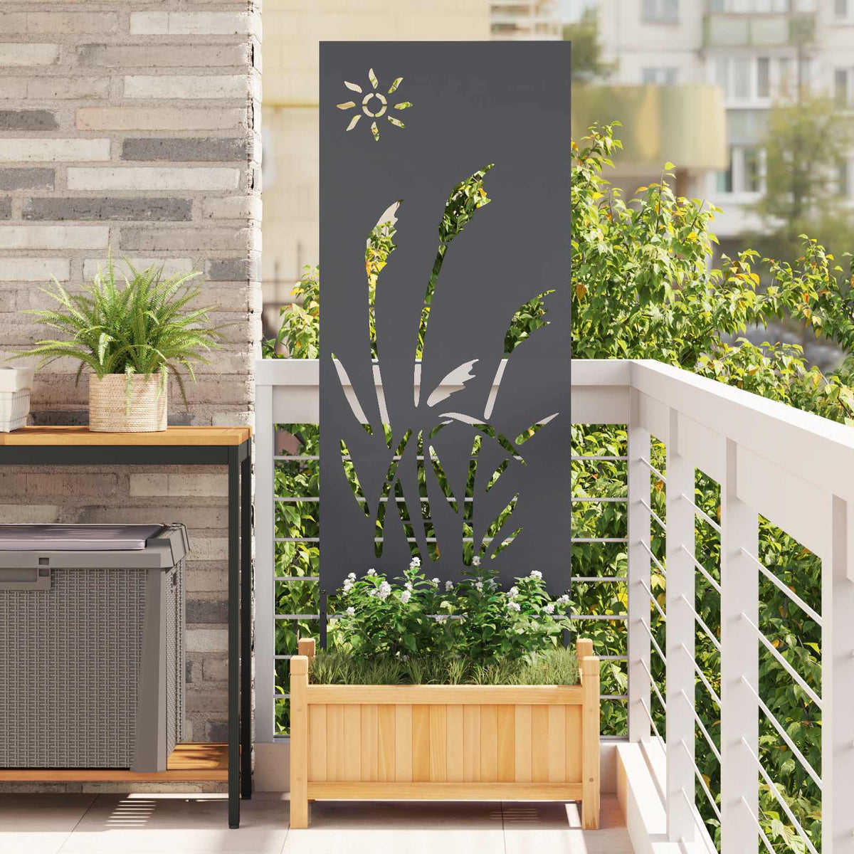 Garden Privacy Screen Cold-rolled steel 50 x 140 cm Anthracite Sun