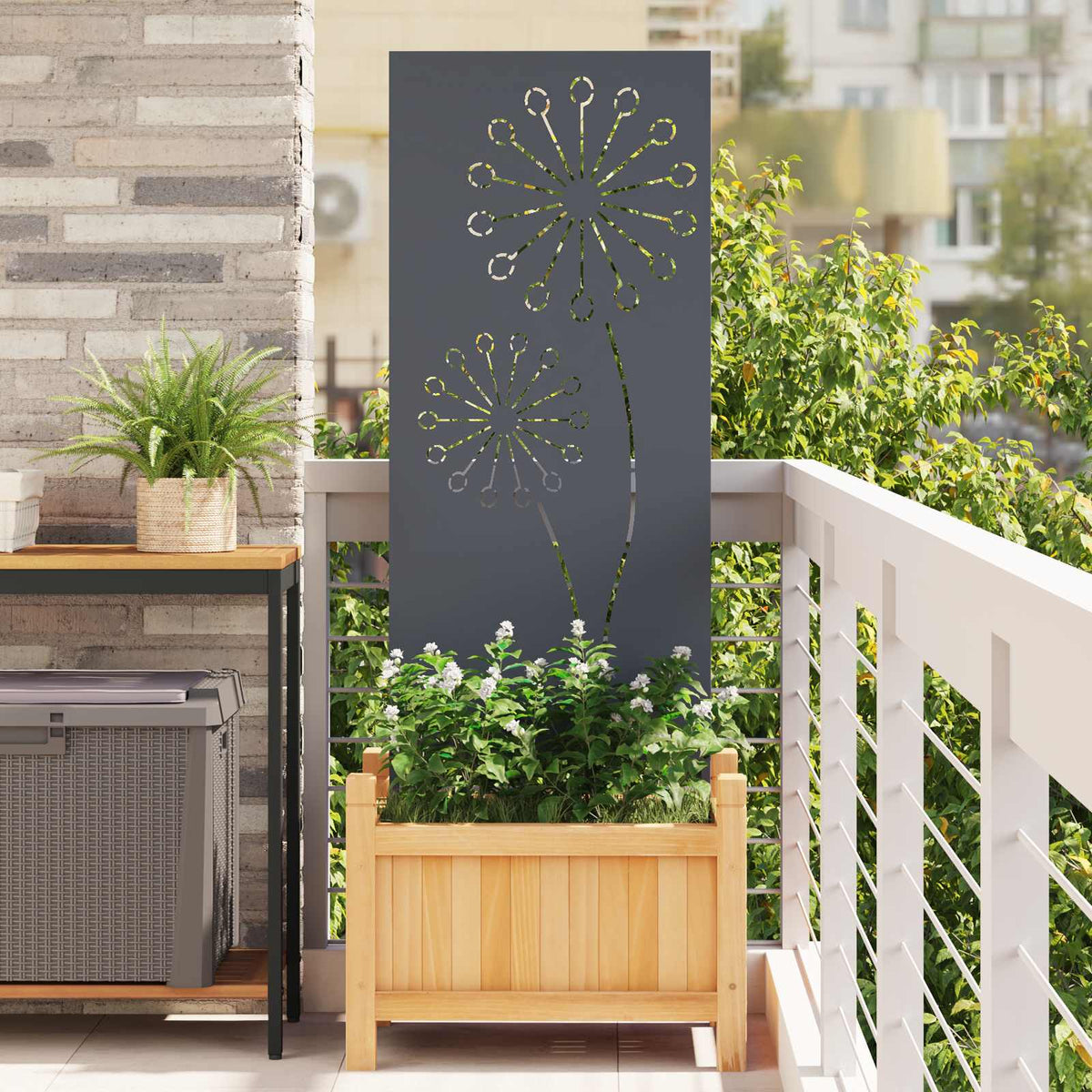 Garden Privacy Screen Cold-rolled steel 50 x 140 cm Anthracite Round