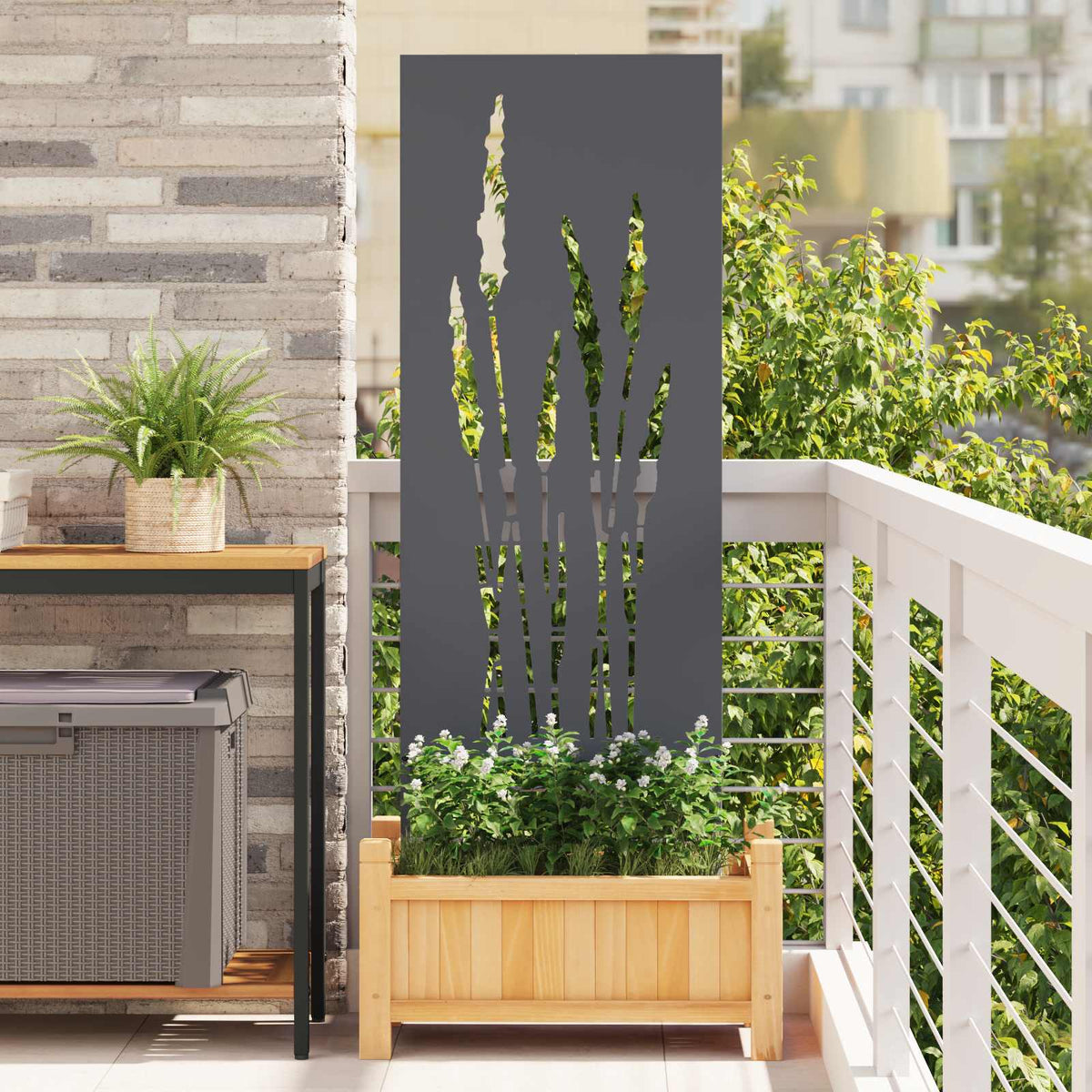 Garden Privacy Screen Cold-rolled steel 50 x 140 cm Anthracite Grass