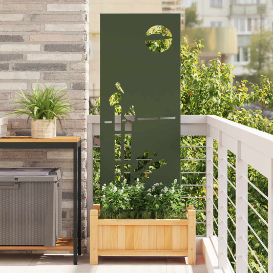 Garden Privacy Screen Cold-rolled steel 50 x 140 cm Olive Green Abstract