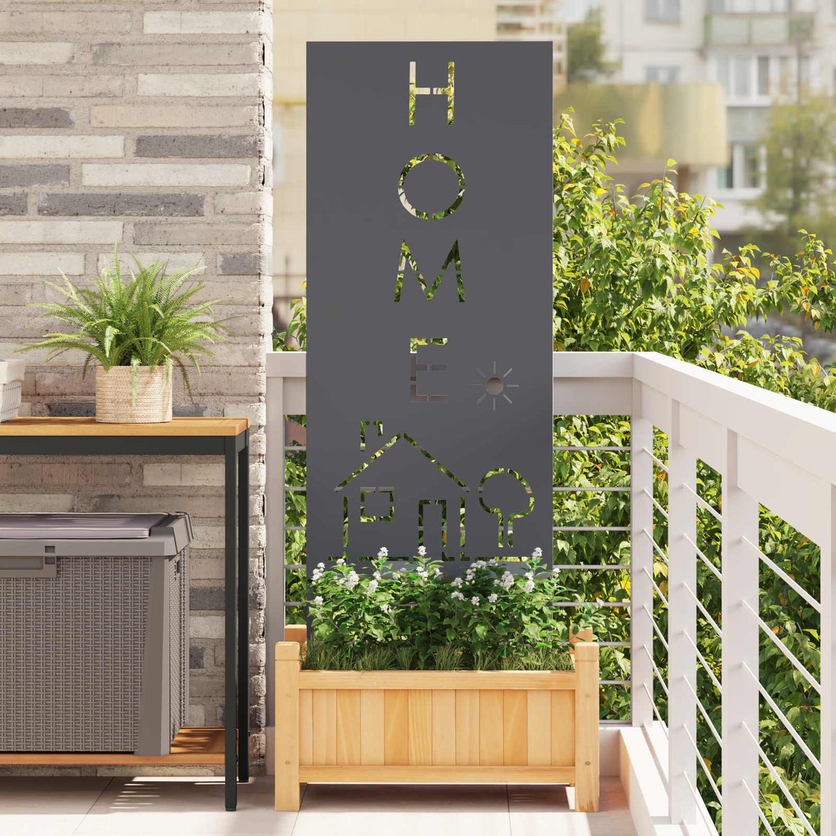 Garden Privacy Screen Cold-rolled steel 50 x 140 cm Anthracite Alphabet