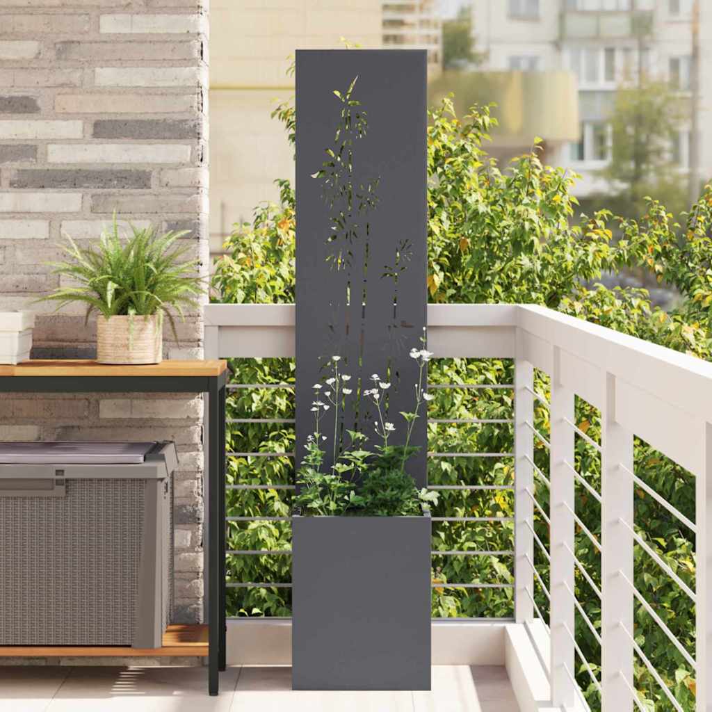 Garden Privacy Screen Fretwork 32 x 32 x 150 cm Anthracite Bamboo