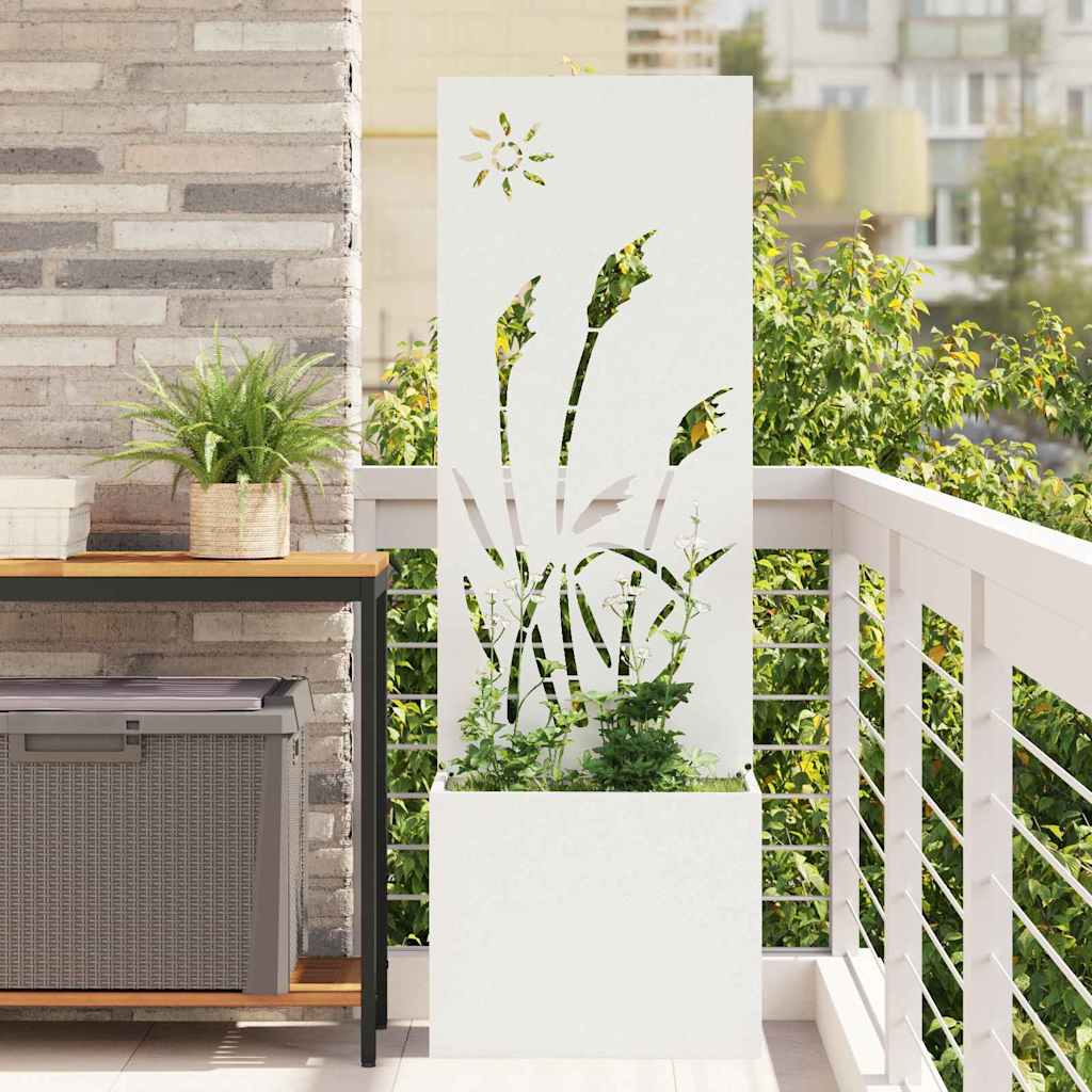 Garden Privacy Screen 50 x 32 x 150 cm Cold-rolled steel White Reed