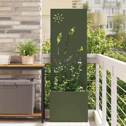 Garden Privacy Screen Fretwork 50 x 32 x 150 cm Olive Green Reed