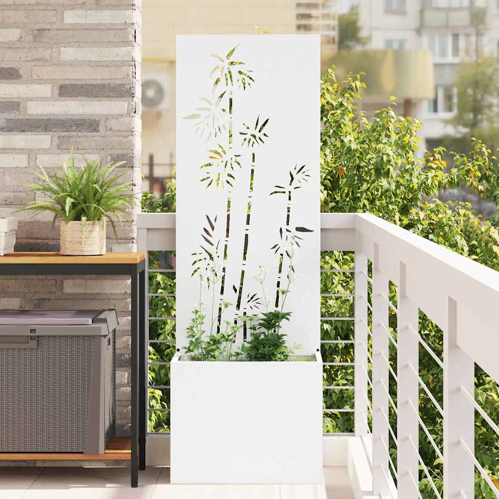Garden Privacy Screen 50 x 32 x 150 cm Cold-rolled steel White Bamboo