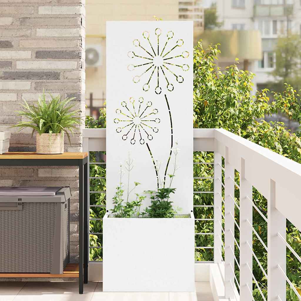 Garden Privacy Screen 50 x 32 x 150 cm Cold-rolled steel White Dandelion