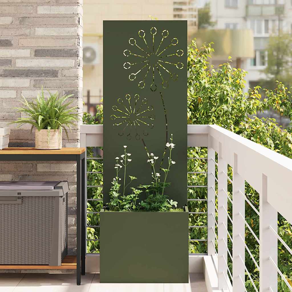 Garden Privacy Screen Fretwork 50 x 32 x 150 cm Olive Green Dandelion