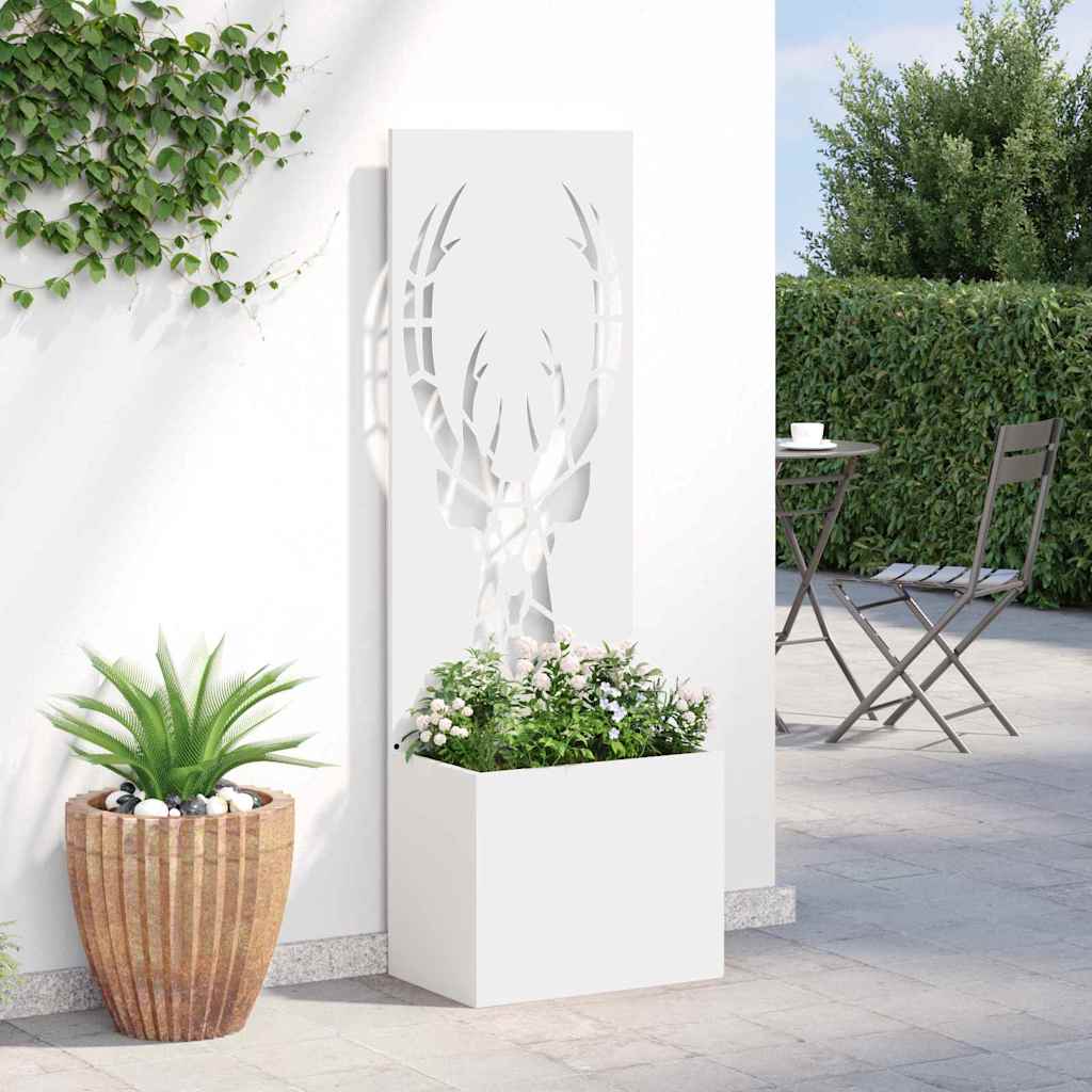 Garden Privacy Screen 50 x 32 x 150 cm Cold-rolled steel White Reindeer