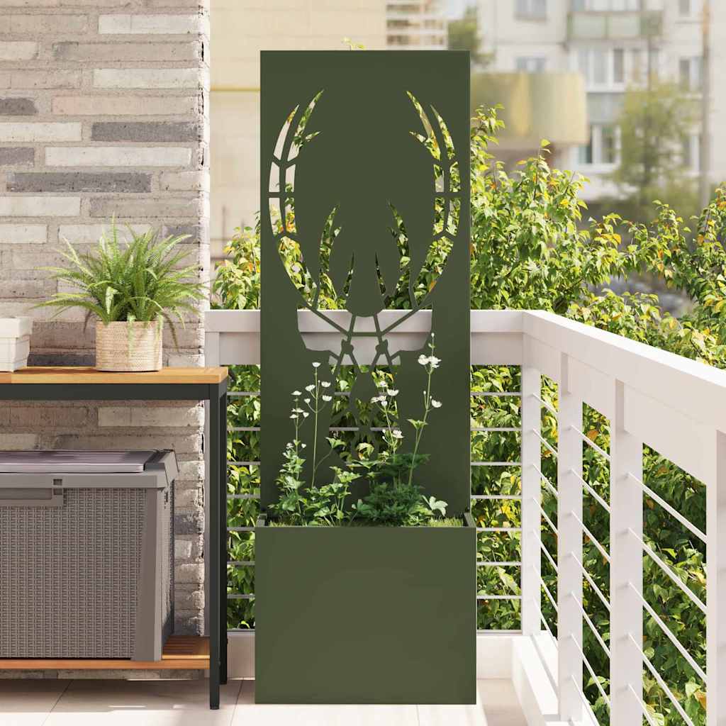 Garden Privacy Screen Fretwork 50 x 32 x 150 cm Olive Green Reindeer
