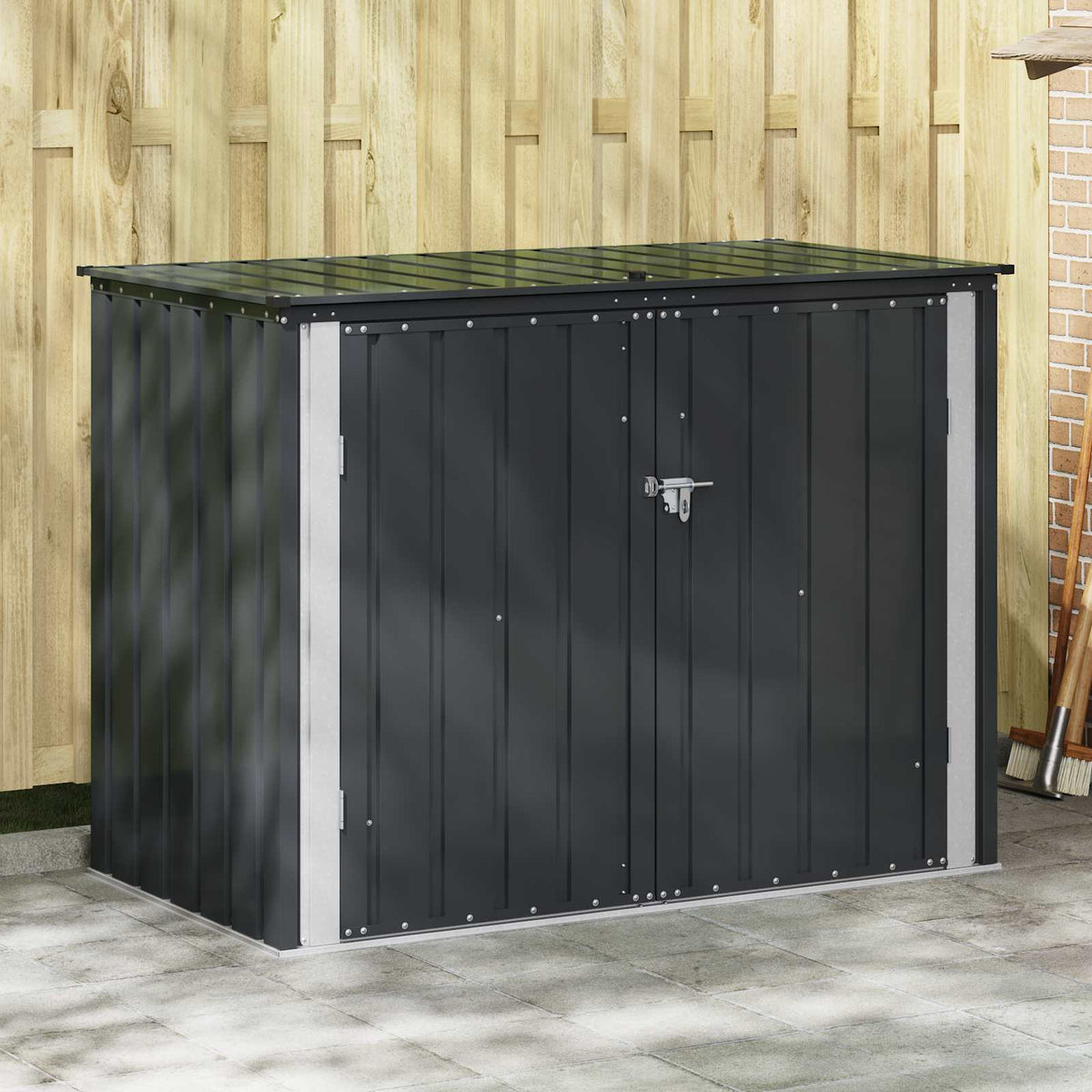 vidaXL Garden Storage Box Black Steel