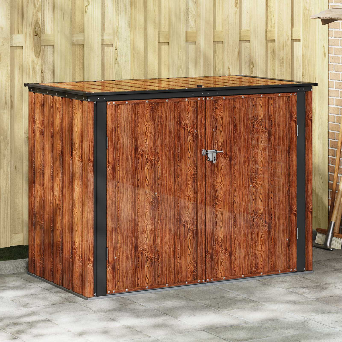 vidaXL Garden Storage Box Black Steel