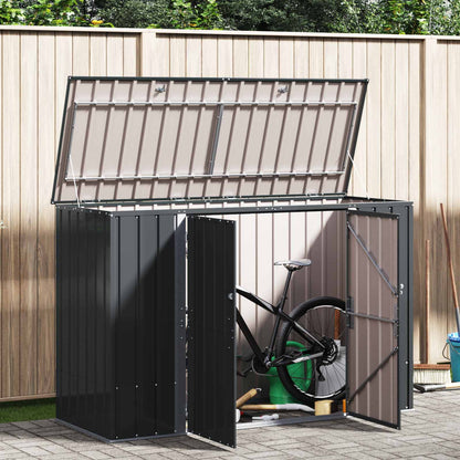 vidaXL Garden Storage Box Black 214 x 82 x 132 cm Steel 4