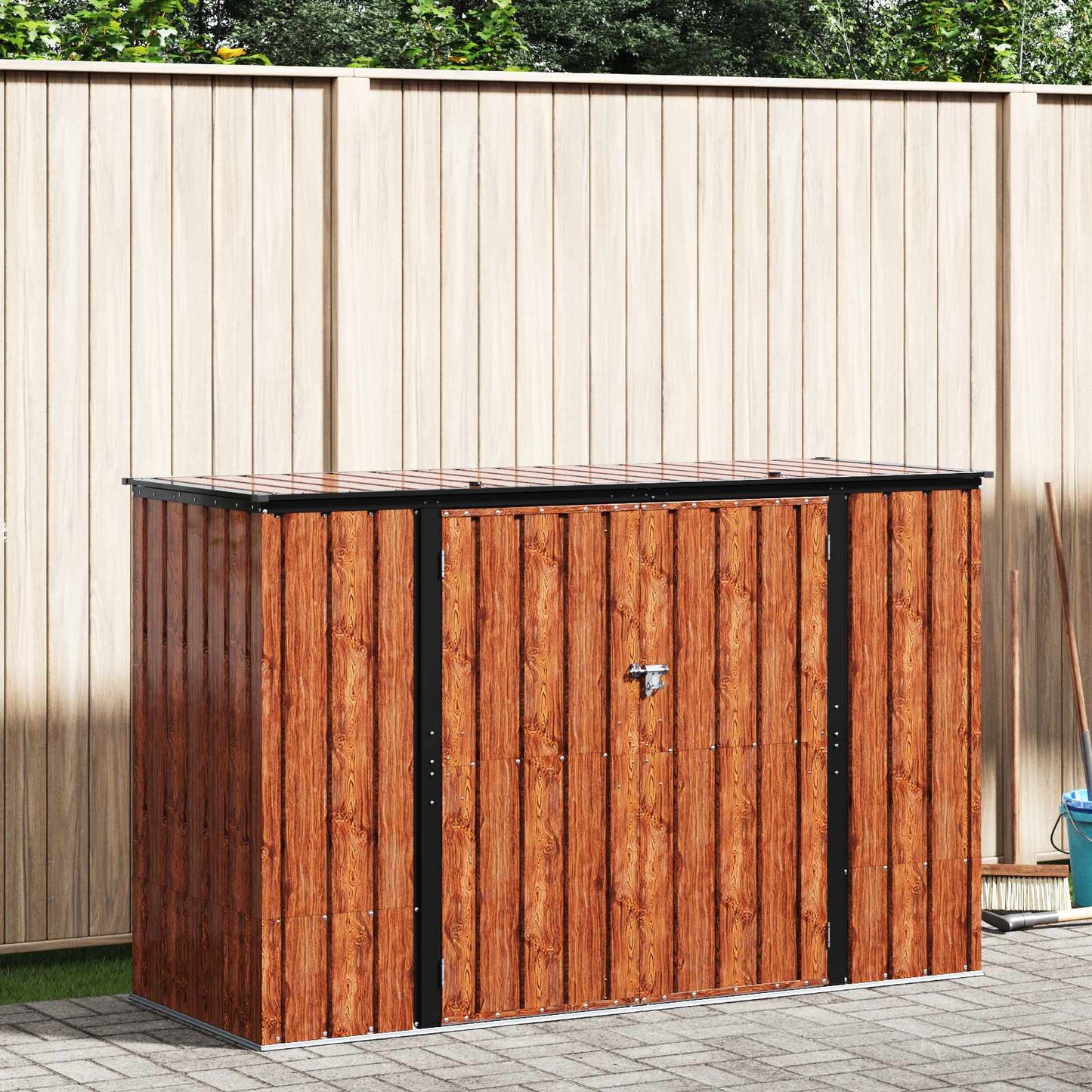 vidaXL Garden Storage Box Brown 214 x 82 x 132 cm Steel 1