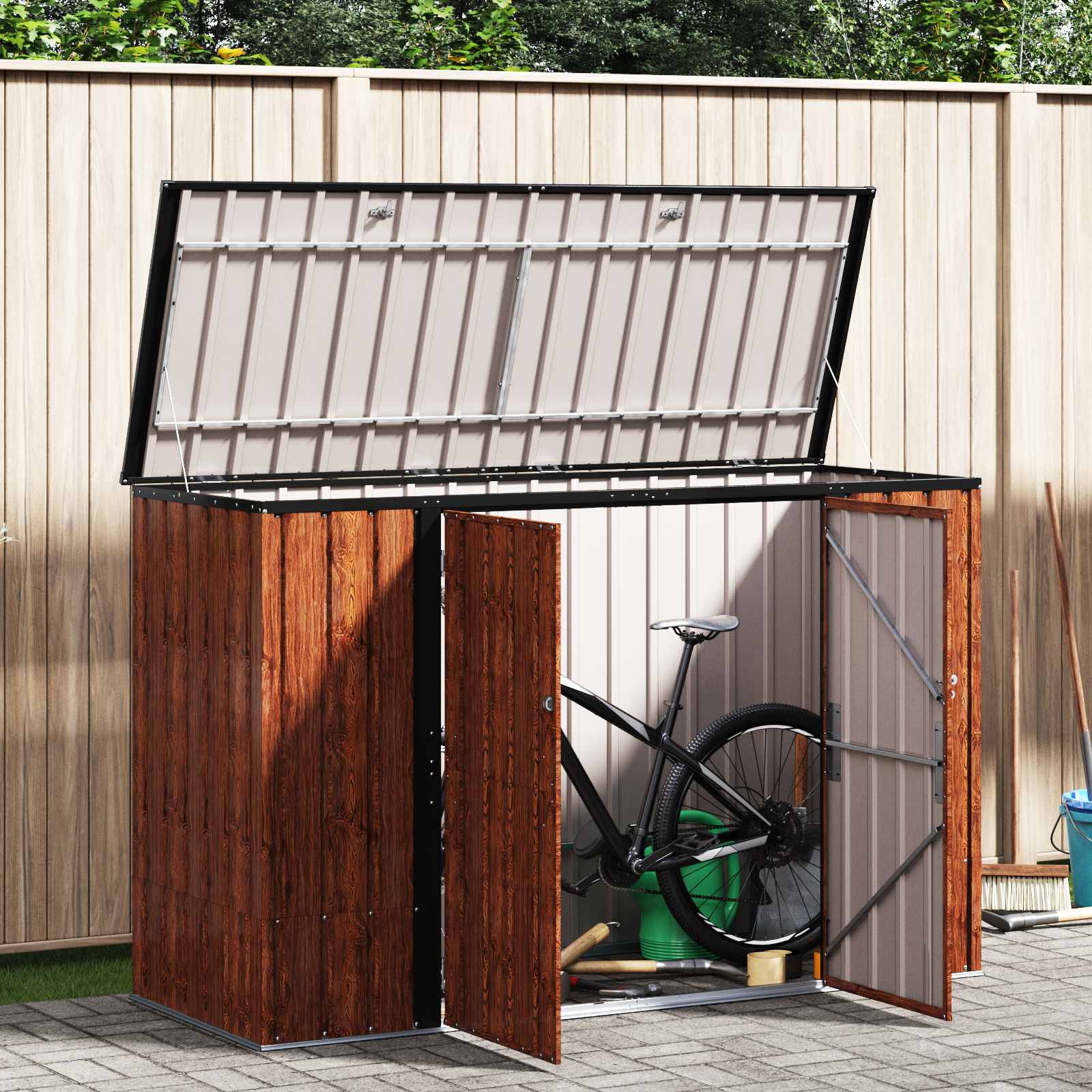 vidaXL Garden Storage Box Brown 214 x 82 x 132 cm Steel 4
