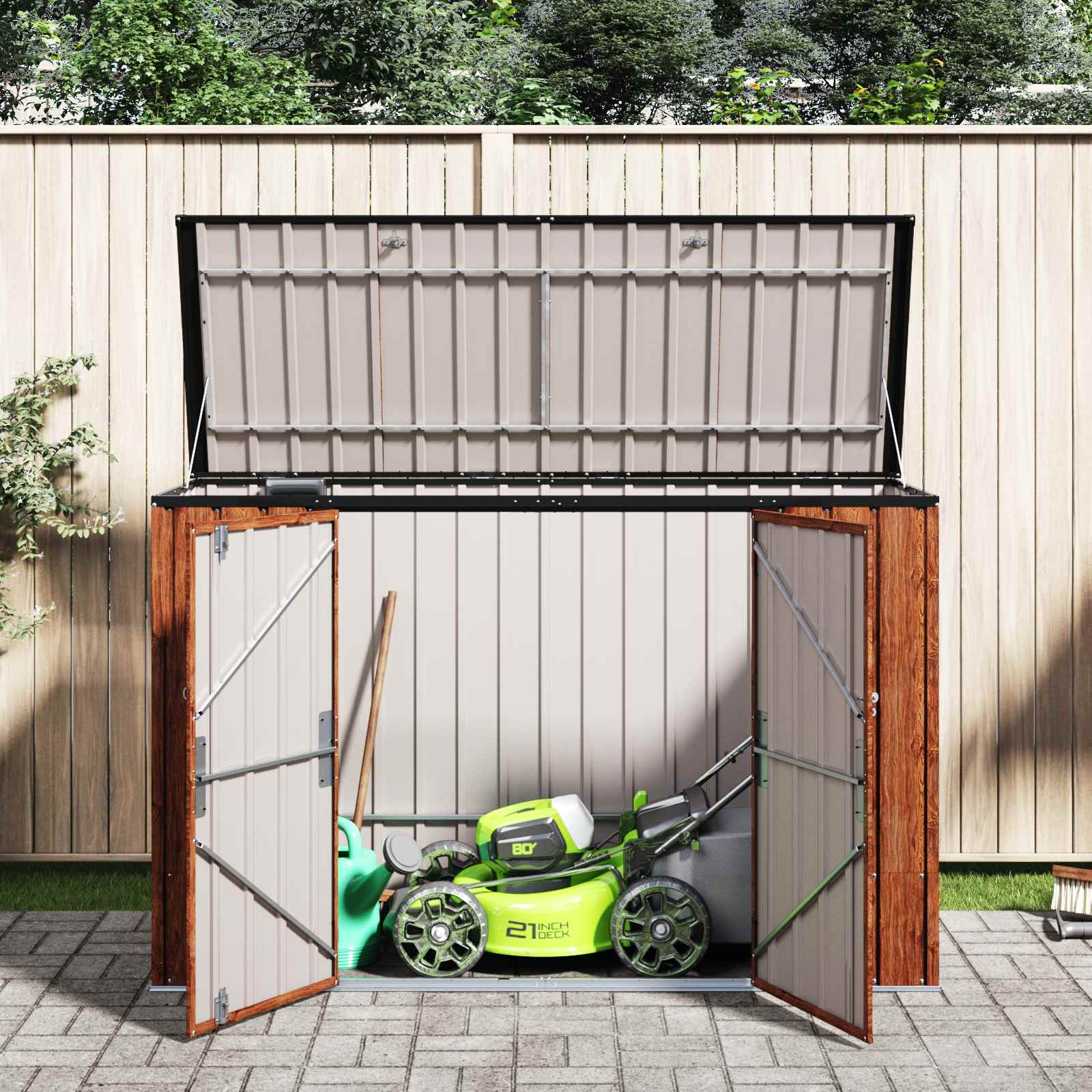 vidaXL Garden Storage Box Brown 214 x 82 x 132 cm Steel 5