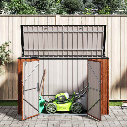 vidaXL Garden Storage Box Brown 214 x 82 x 132 cm Steel 5