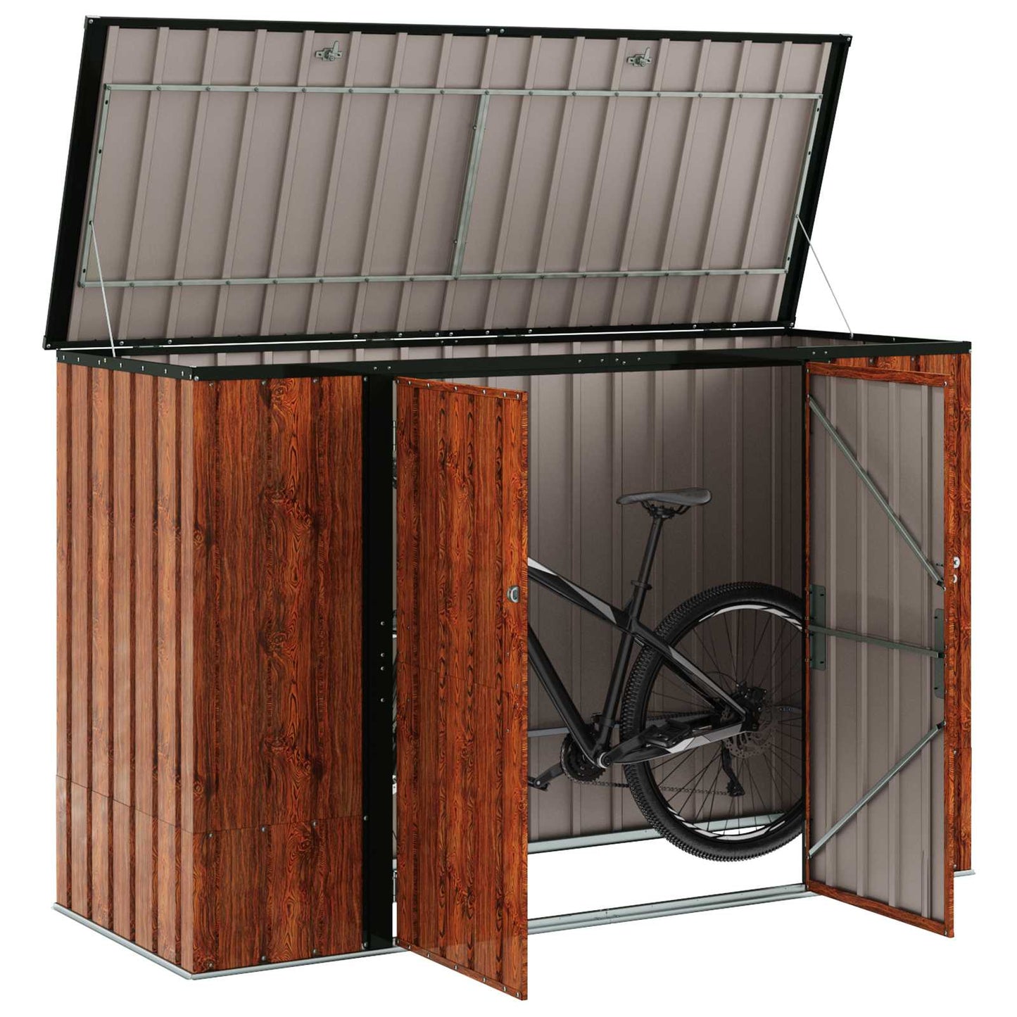 vidaXL Garden Storage Box Brown 214 x 82 x 132 cm Steel 3
