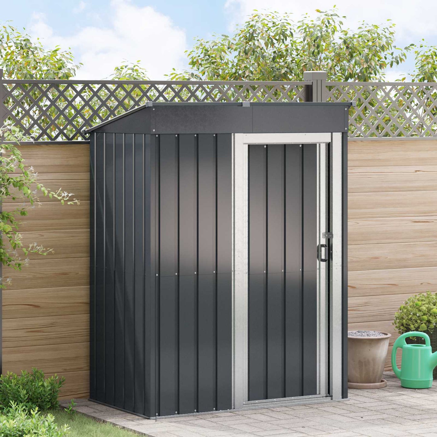 vidaXL Garden Sheds Anthracite 137 x 81 x 180 cm Metal 1