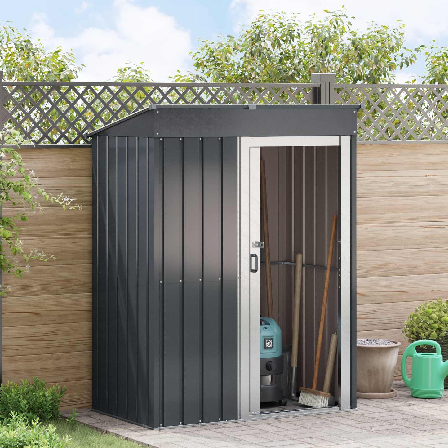 vidaXL Garden Sheds Anthracite 137 x 81 x 180 cm Metal 4