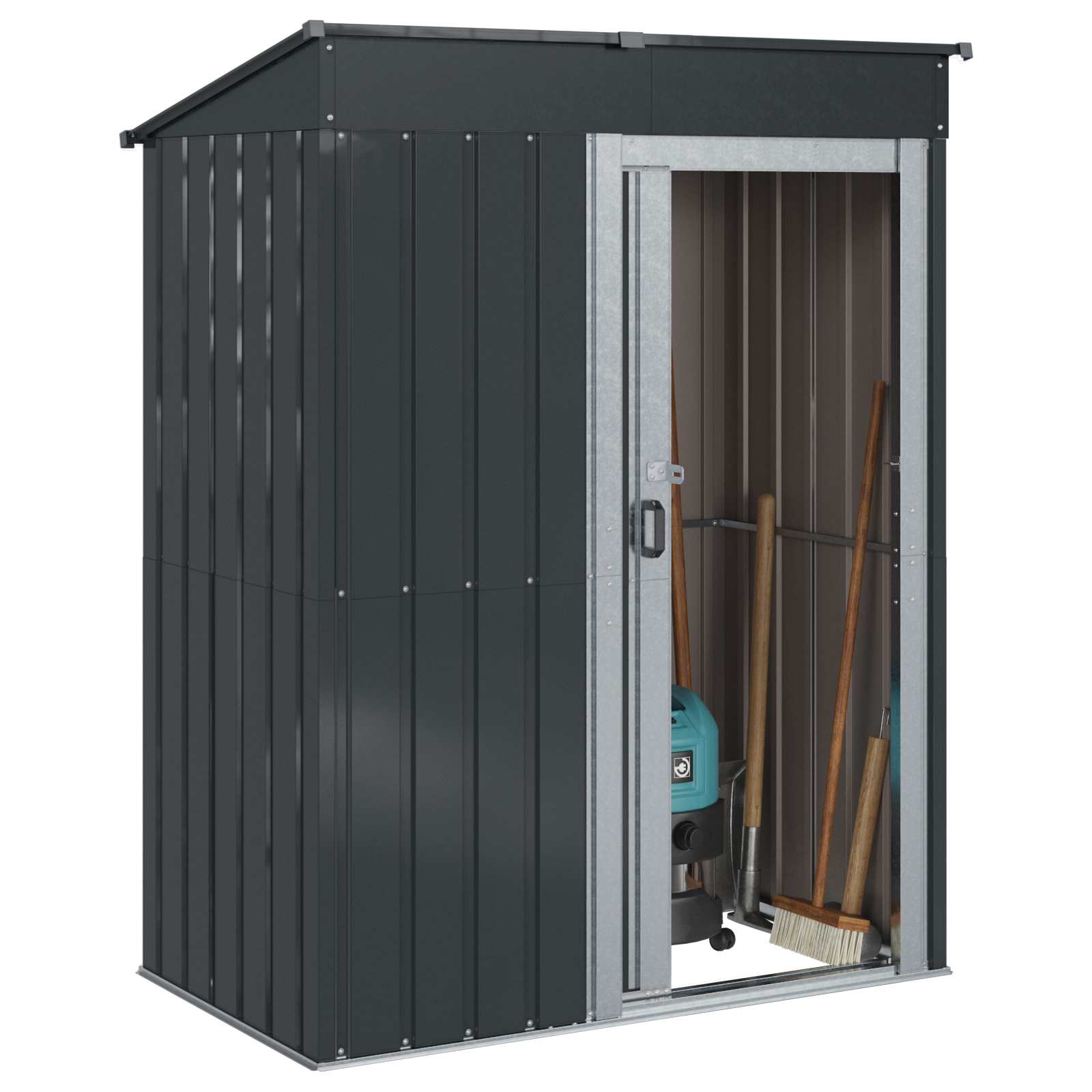 vidaXL Garden Sheds Anthracite 137 x 81 x 180 cm Metal 3