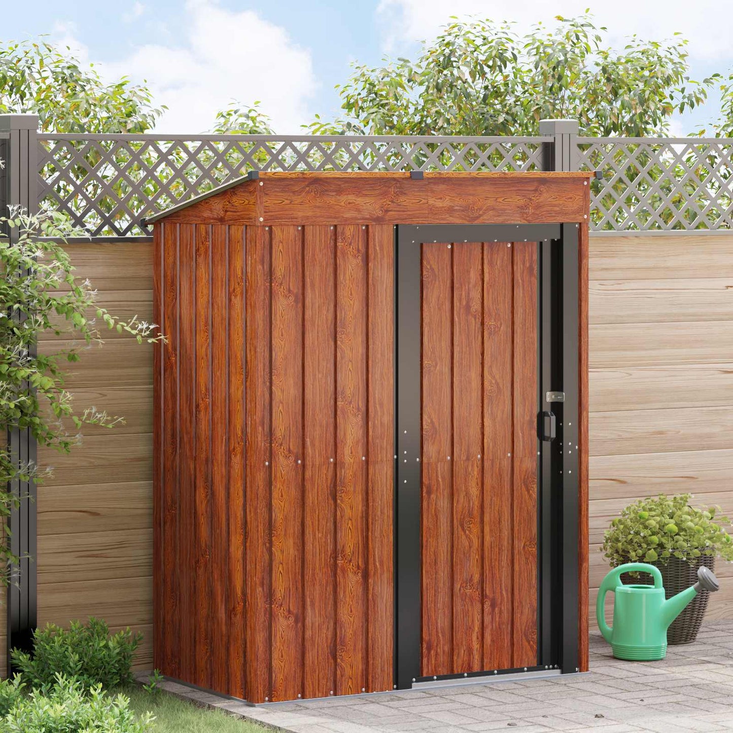 vidaXL Garden Sheds Brown 137 x 81 x 180 cm Metal 1
