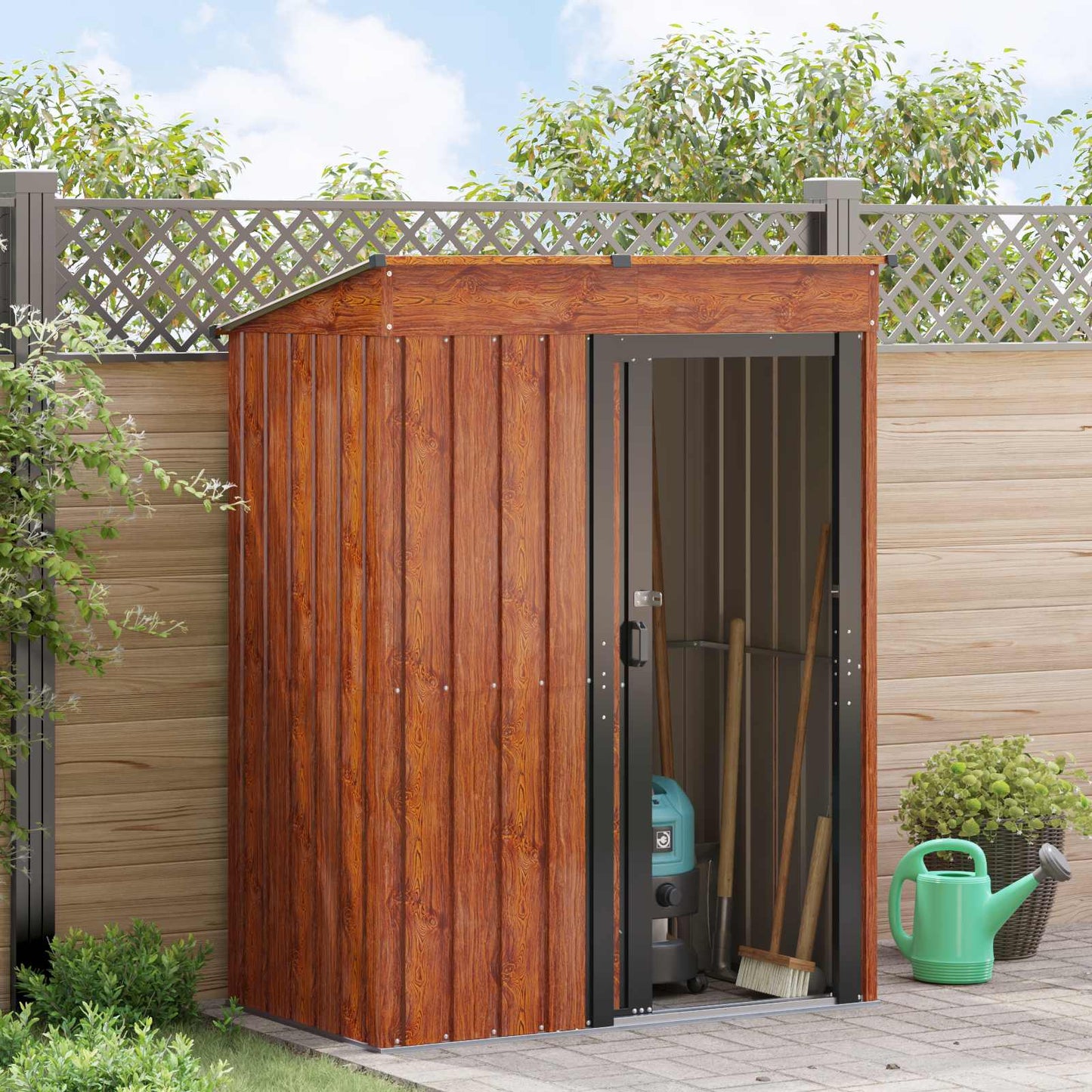 vidaXL Garden Sheds Brown 137 x 81 x 180 cm Metal 4