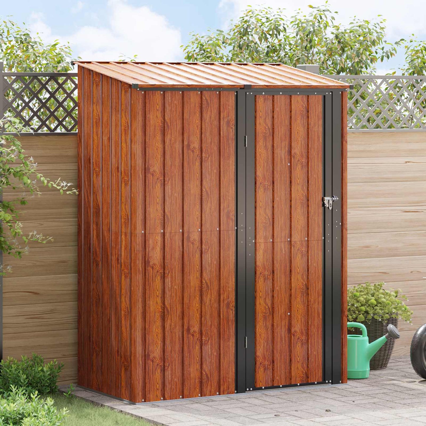 vidaXL Garden Sheds Brown 153.5 x 86 x 200 cm Metal 1