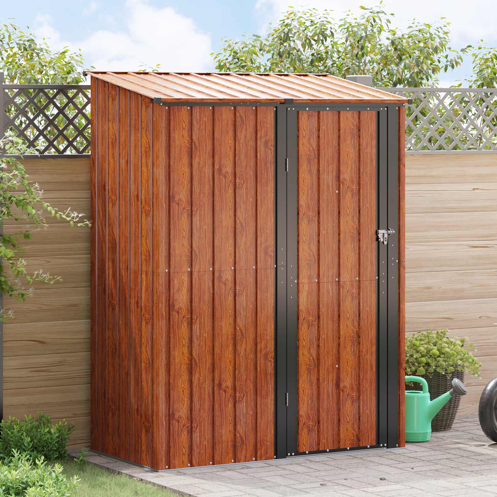 vidaXL Garden Sheds Brown 153.5 x 86 x 200 cm Metal 1