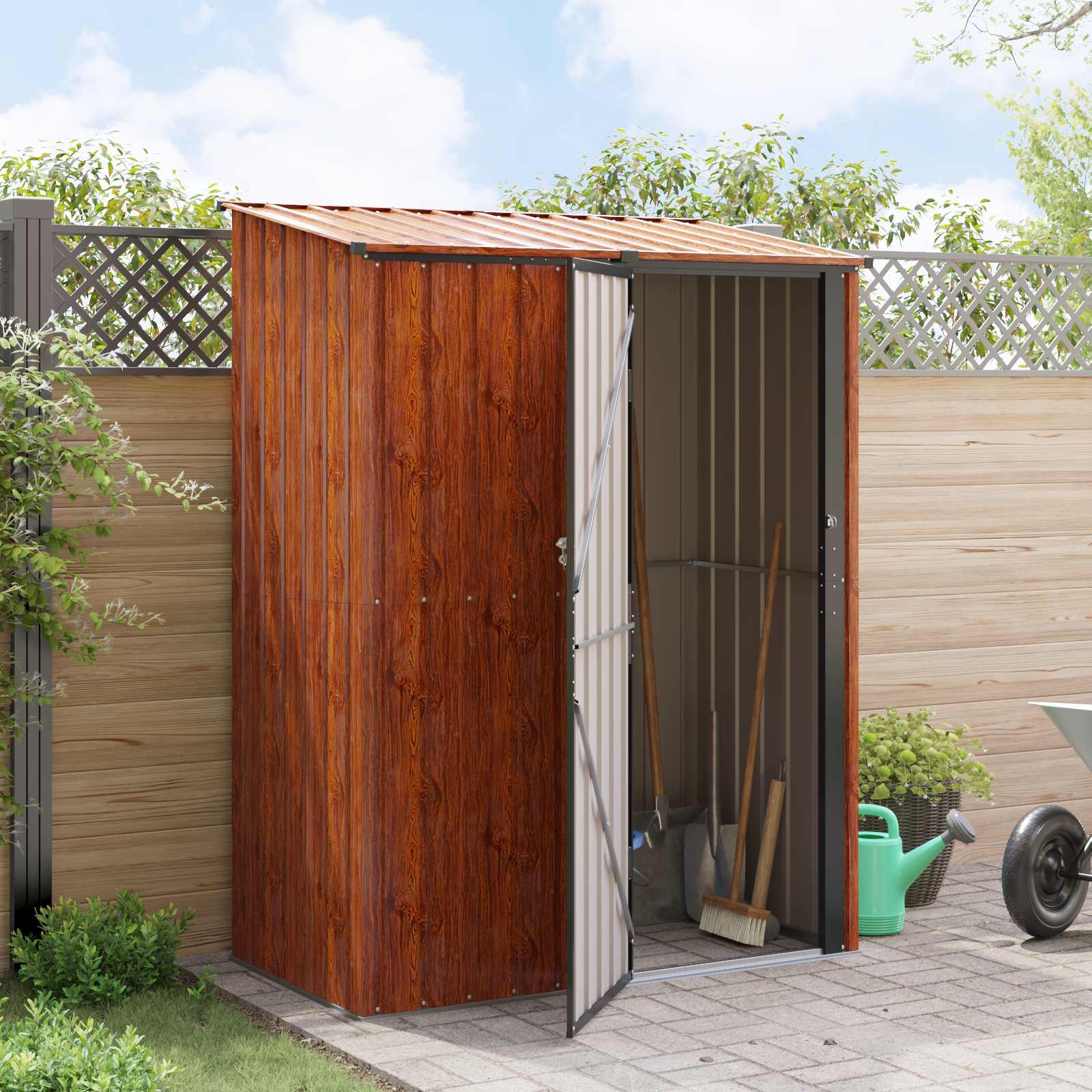 vidaXL Garden Sheds Brown 153.5 x 86 x 200 cm Metal 4