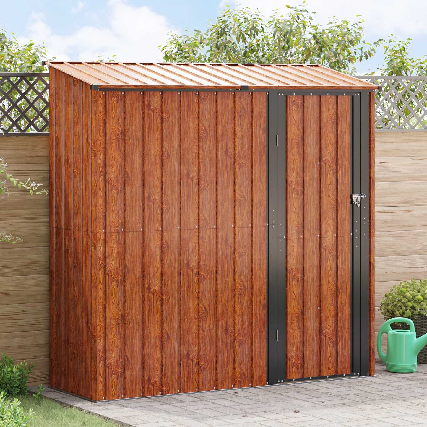 vidaXL Garden Sheds Brown 203.5 x 73 x 200 cm Metal 1