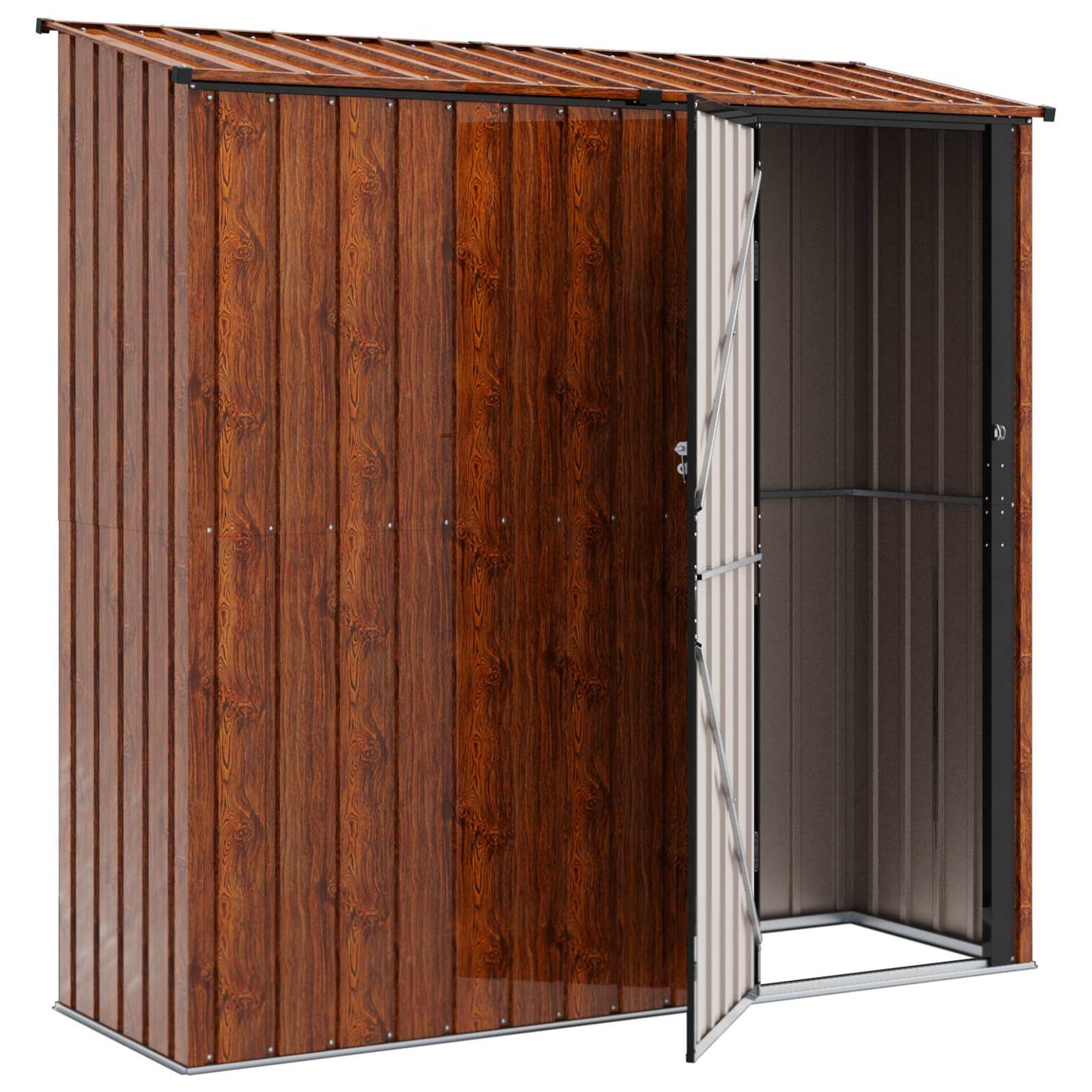 vidaXL Garden Sheds Brown 203.5 x 73 x 200 cm Metal 5