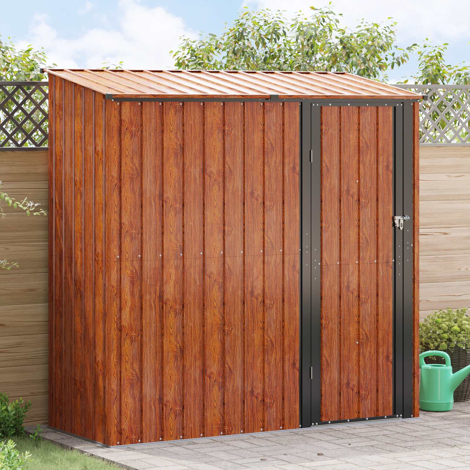 vidaXL Garden Sheds Brown 203 x 85.5 x 200 cm Metal 1
