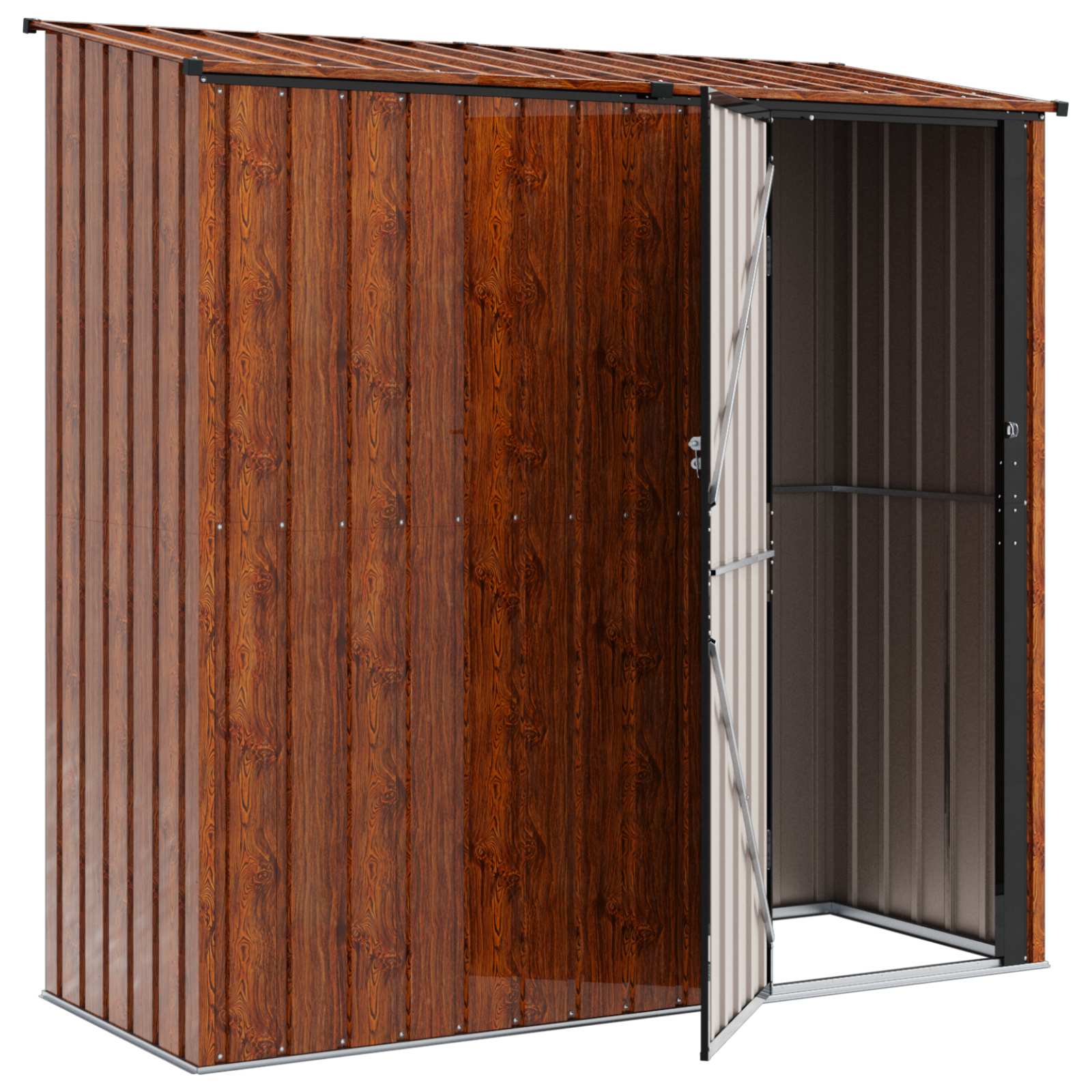 vidaXL Garden Sheds Brown 203 x 85.5 x 200 cm Metal 5
