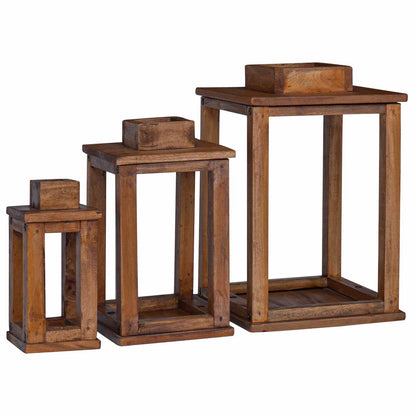 vidaXL Lantern 3 pcs Natural 30 x 30 x 44 cm Mahogany Wood 2