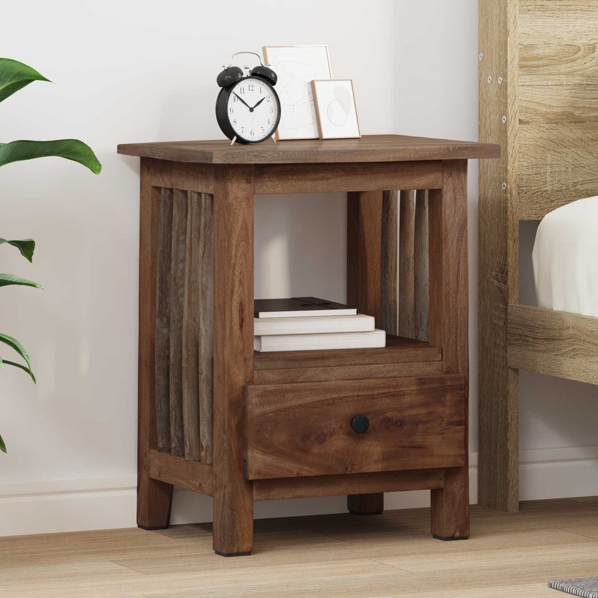 vidaXL Bedside Table Brown 30 x 30 x 47 cm Solid Reclaim Wood 1