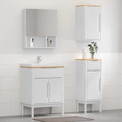 Bathroom Furniture Set FLORO 2 pcs White Solid Pine Wood 1 x sink cabinet +1 x bathroom cabinet +1 x wall cabinet