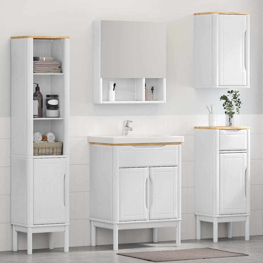 vidaXL Bathroom Furniture Set FLORO 4 pcs White Solid Pine Wood 1