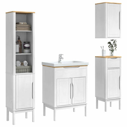vidaXL Bathroom Furniture Set FLORO 4 pcs White Solid Pine Wood 3