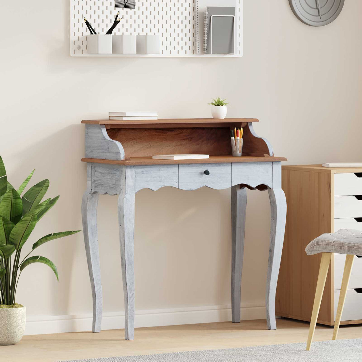 Writing Desk Solid Mahogany Wood 80x40x92 cm Natural
